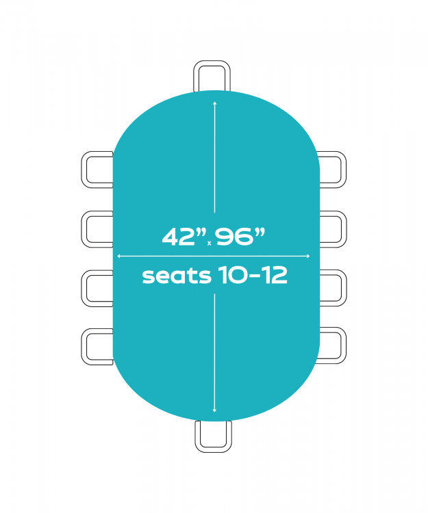 42X96 Oval Tables (Seats 10-12 People)