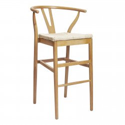 Wood Natural Wishbone Barstool