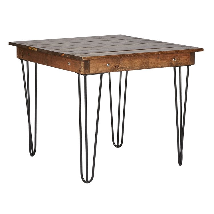 Brown Farm Table Black Hairpin Legs 36 X 36