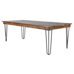 Brown Farm Table with Black Hairpin Legs 8' X 42