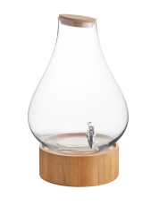 4 Gallon Raindrop Beverage Dispenser with Cork Lid, Wood Bas