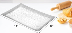 Glass Rain Serving Platter With Silver Edge 10X14 Glass Rain Serving Platter With Silver Edge 10"X14"