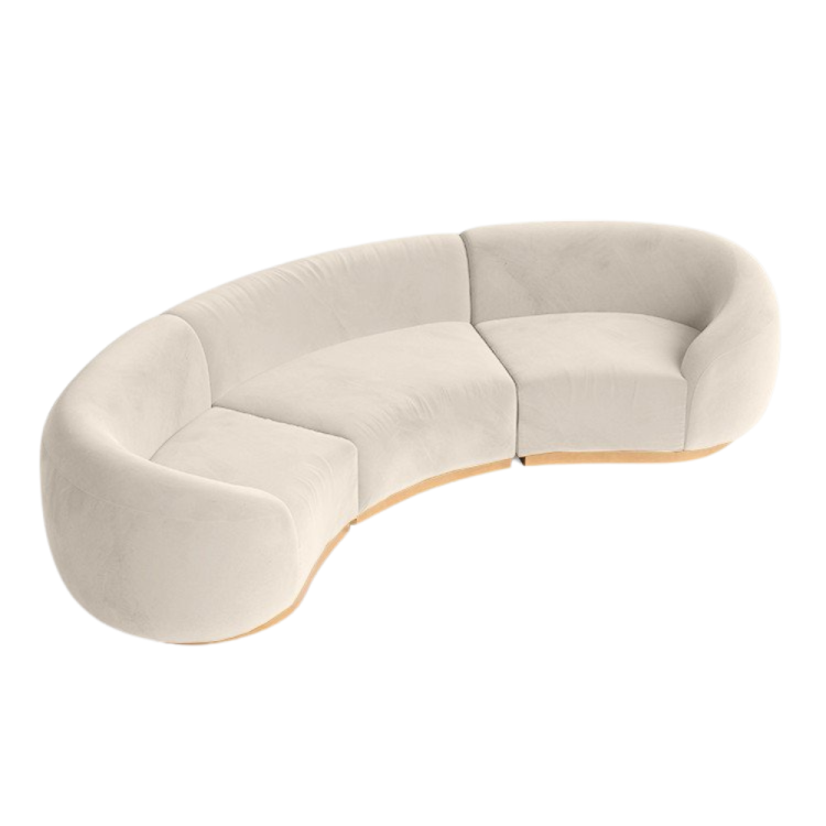 Colette Cascade Arc Ivory Velvet Sofa