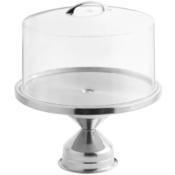 Stainless Steel Cake Stand with Clear Round Cover (13)