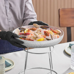 round20copper20hammered20aluminum20seafood20tray202 17660145 1 Round Silver Hammered Aluminum Seafood Tray 12"