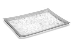 Glass Rain Serving Platter With Silver Edge 10X14