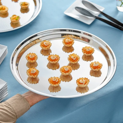 Acopa201520Round20Stainless20Steel20Catering20Tray 176411313 1 Acopa 15" Round Stainless Steel Catering Tray/Platter