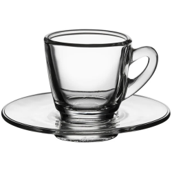 Acopa 2.25 oz. Espresso Cup and Saucer Set (12 Per Rack)