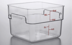 CAMBRO 12 Qt. Clear Square Polycarbonate