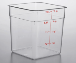 CAMBRO 8 Qt. Clear Square Polycarbonate