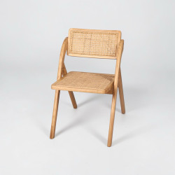 Wood Rattan Folding Chair - Natural